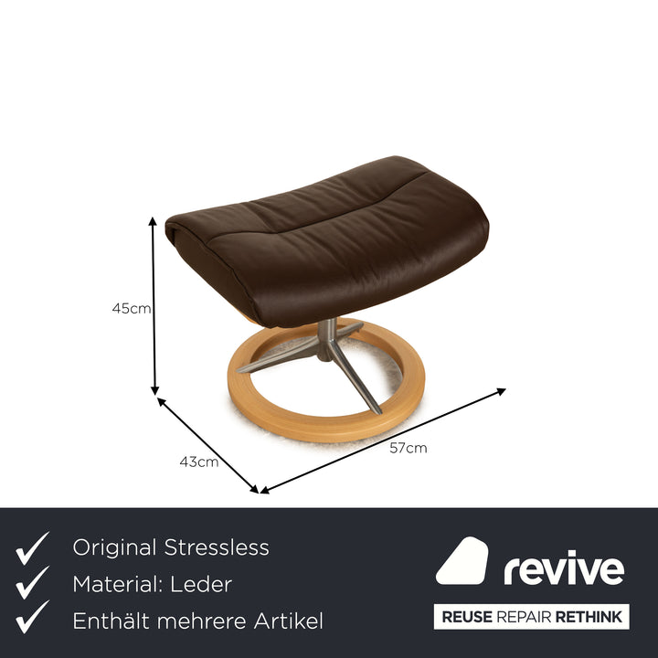 Stressless Sunrise Leder Sessel Garnitur Braun manuelle Funktion Relaxfunktion inkl. Hocker Größe M