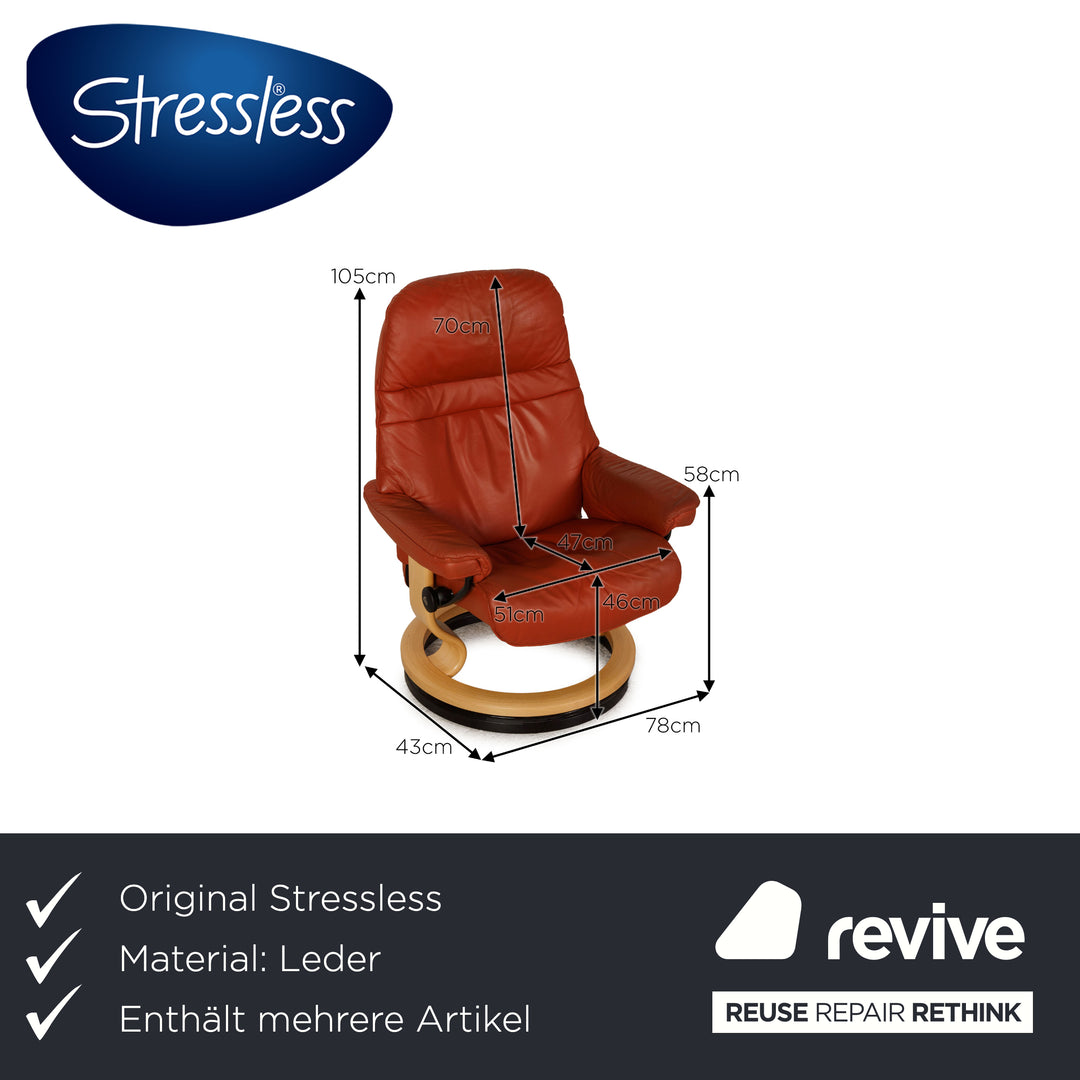 Stressless Sunrise leather armchair set Brown Relaxation function including stool