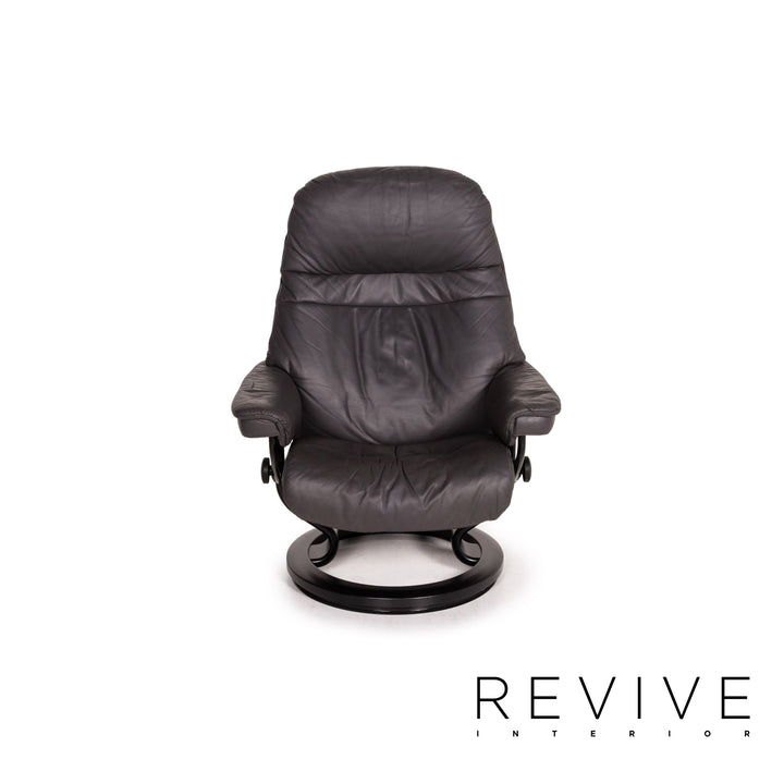 Stressless Sunrise Leder Sessel inkl. Hocker Grau Größe M Relaxfunktion Funktion Relaxsessel