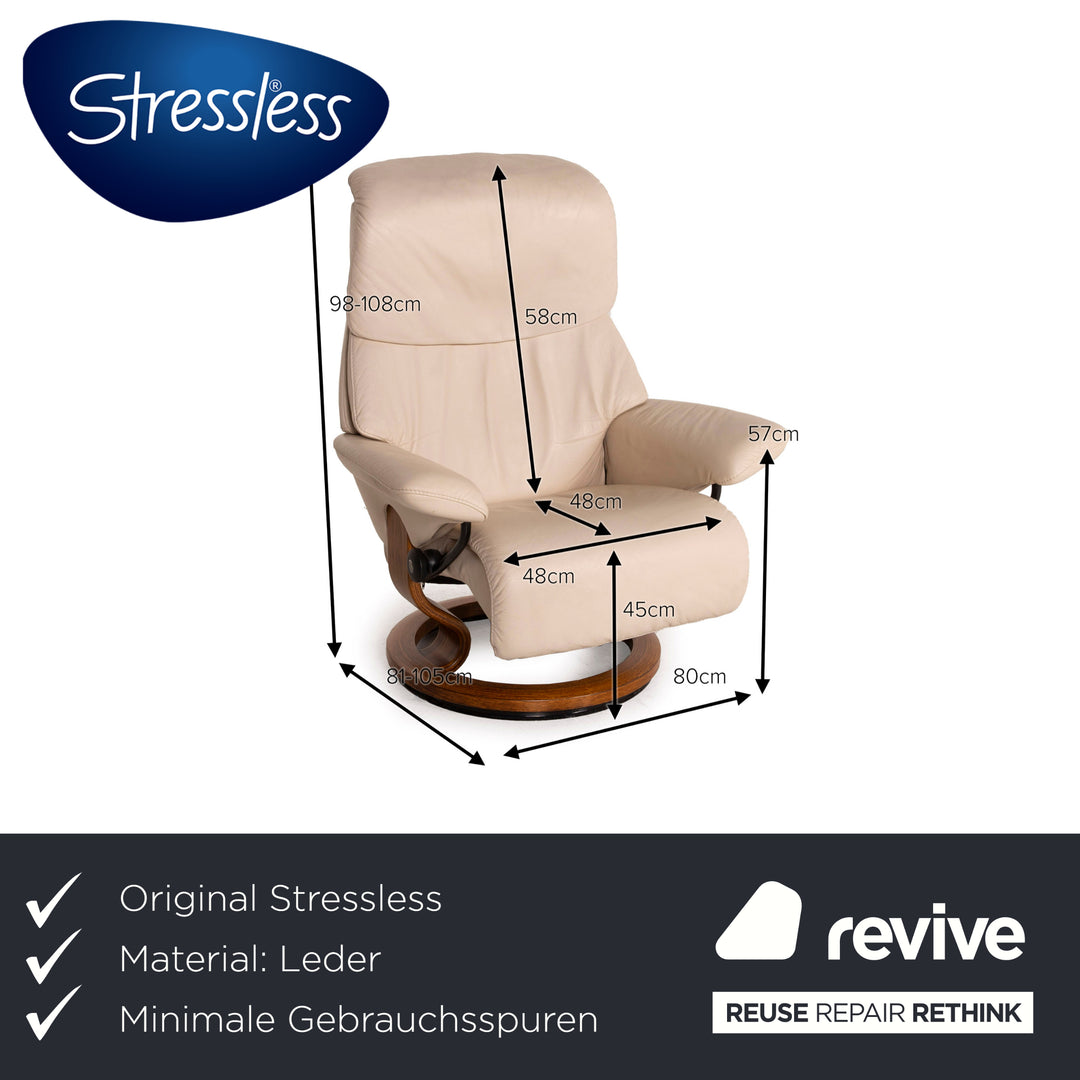 Stressless Vision Leder Sessel Creme Größe S inkl. Hocker Relaxfunktion