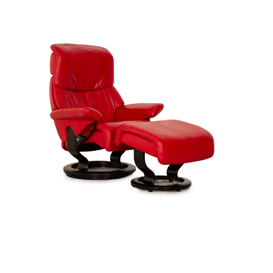 Stressless Vision Leder Sessel Rot manuelle Funktion inkl. Hocker Größe M