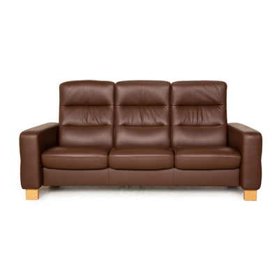 Stressless Wave Leder Dreisitzer Sofa Couch Braun manuelle Funktion