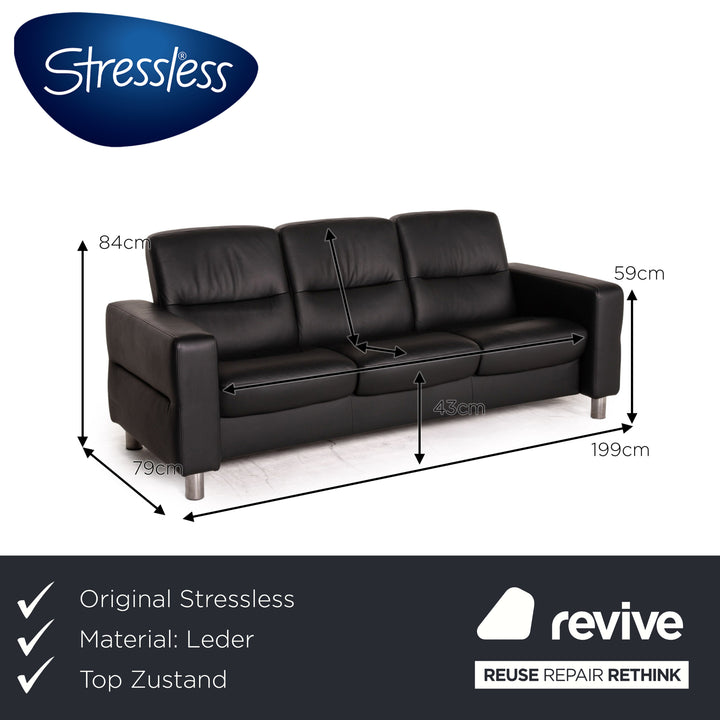 Stressless Wave Dreisitzer Leder Sofa Schwarz Couch