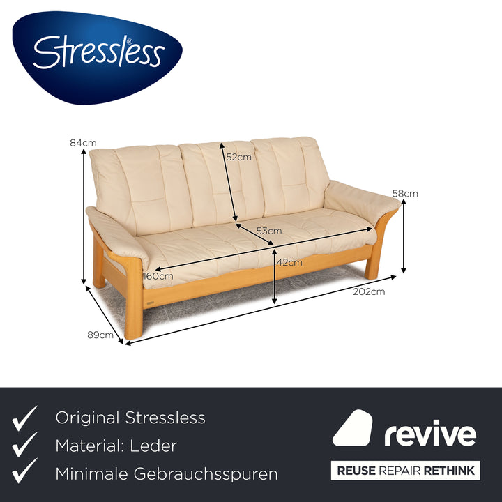 Stressless Windsor Leder Dreisitzer Creme Sofa Couch