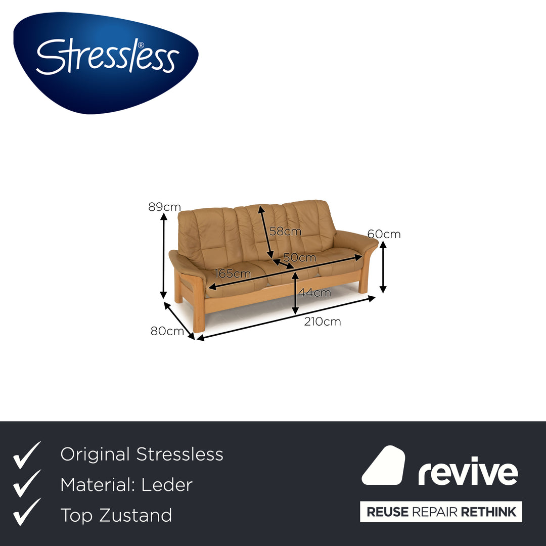 Stressless Windsor Leder Dreisitzer Creme Sofa Couch Funktion