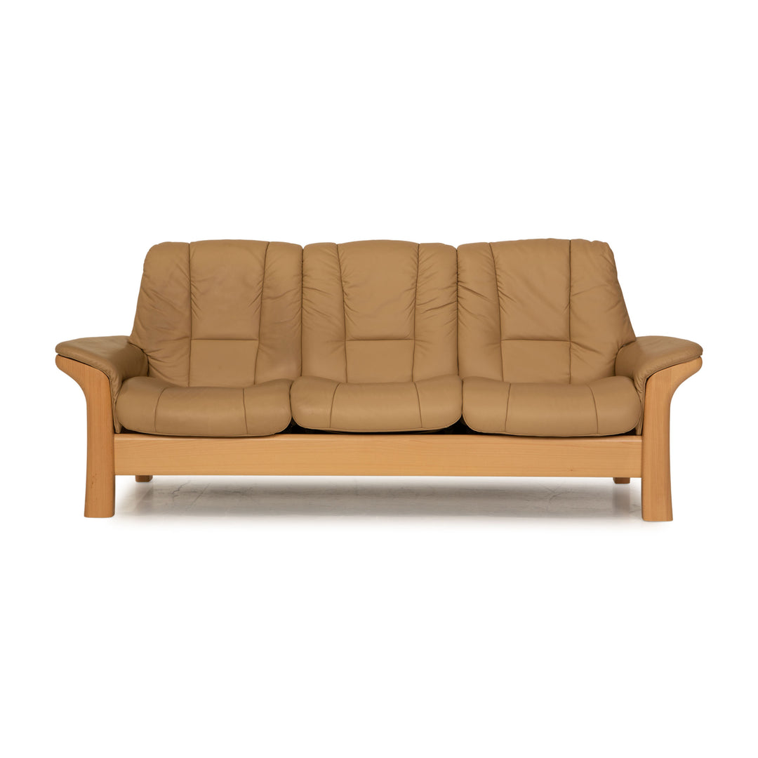 Stressless Windsor Leder Dreisitzer Creme Sofa Couch Funktion