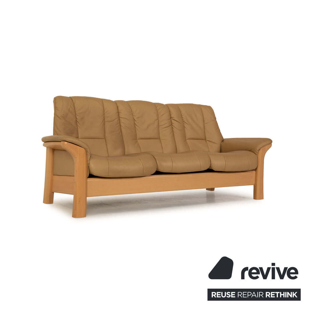 Stressless Windsor Leder Dreisitzer Creme Sofa Couch Funktion