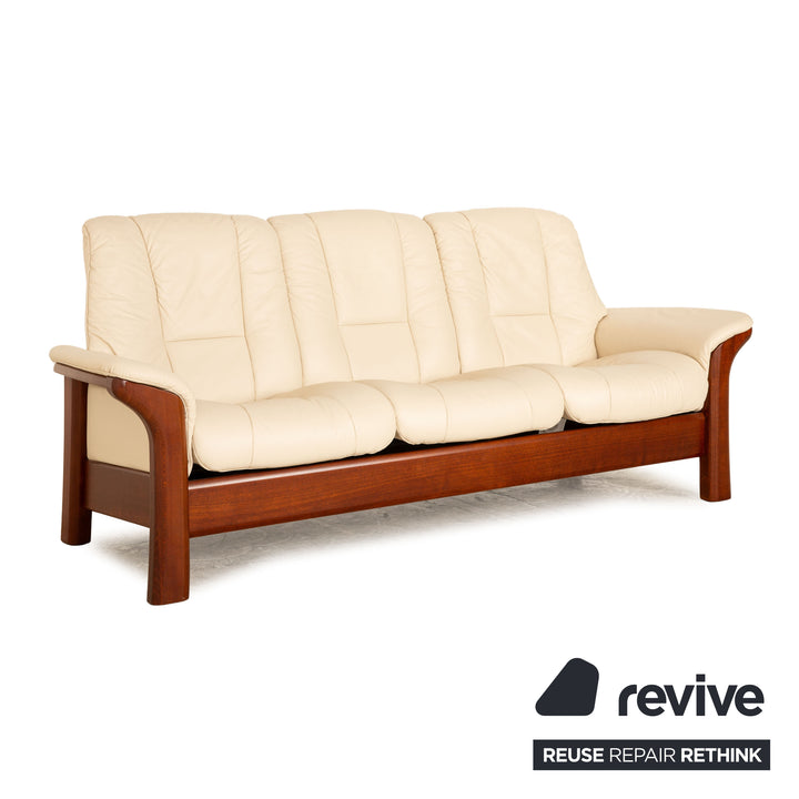 Stressless Windsor Leder Dreisitzer Creme Sofa Couch manuelle Funktion