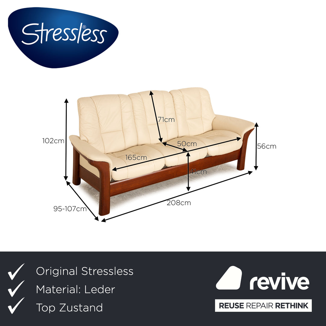 Stressless Windsor Leder Dreisitzer Creme Sofa Couch manuelle Funktion