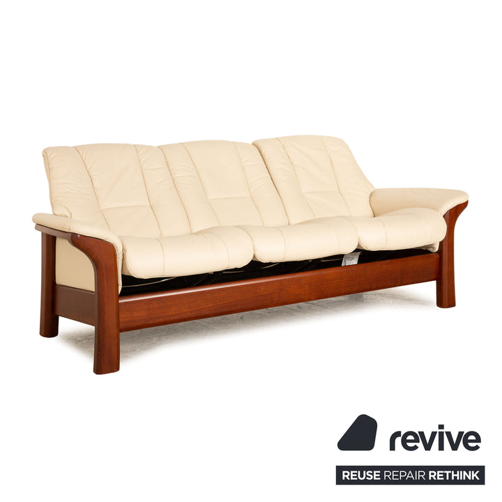 Stressless Windsor Leder Dreisitzer Creme Sofa Couch manuelle Funktion