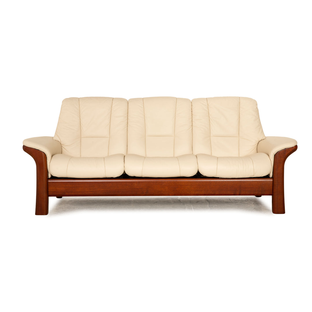 Stressless Windsor Leder Dreisitzer Creme Sofa Couch manuelle Funktion