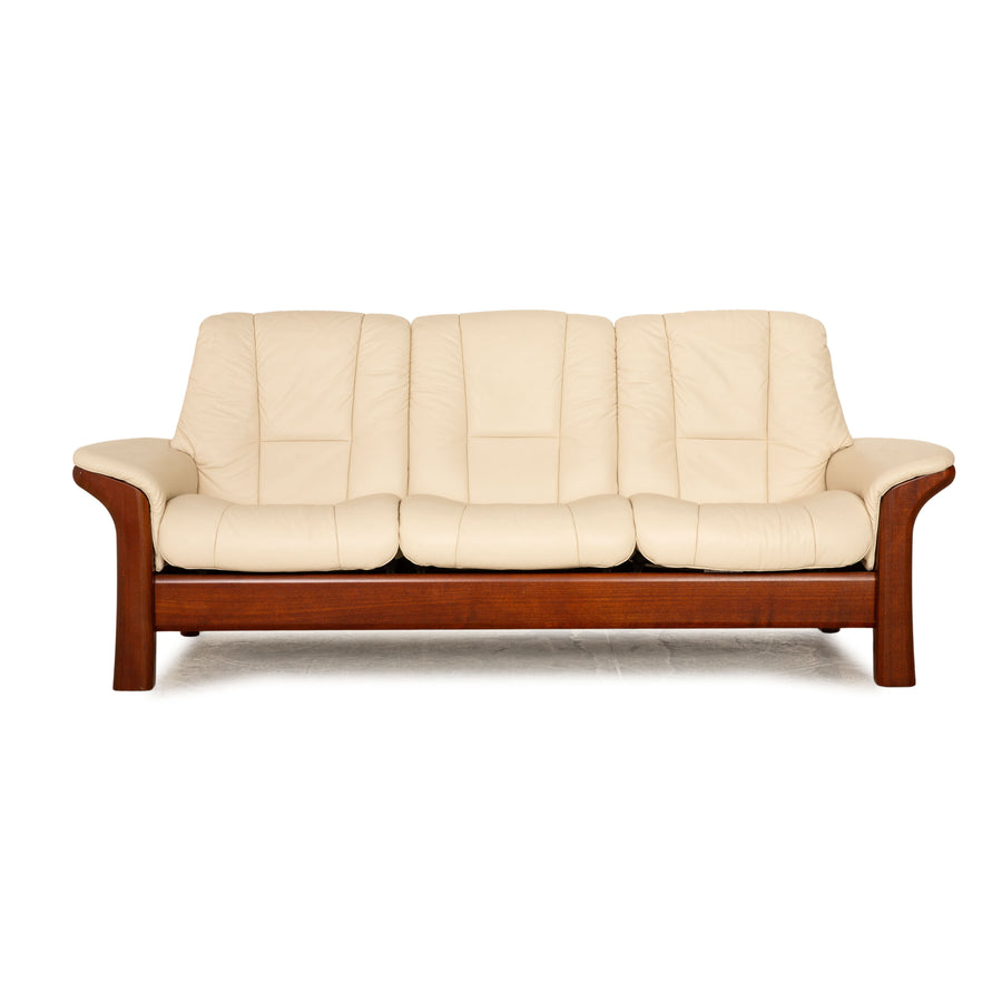 Stressless Windsor Leder Dreisitzer Creme Sofa Couch manuelle Funktion