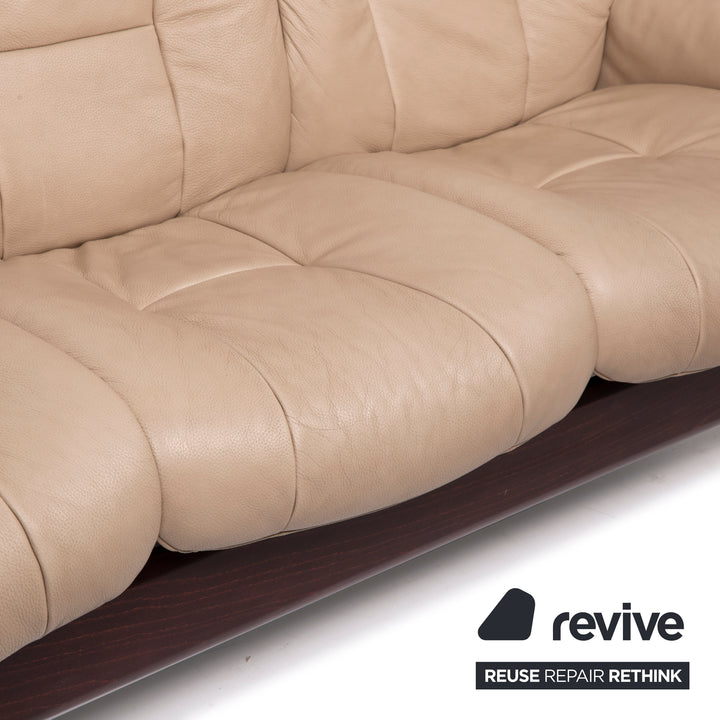 Stressless Windsor Leder Sofa Beige Dreisitzer Relaxfunktion