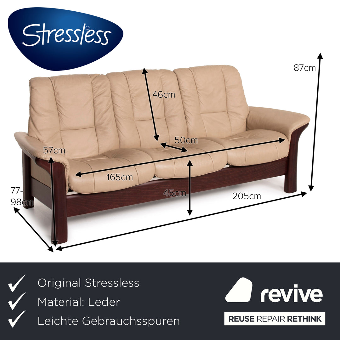 Stressless Windsor Leder Sofa Beige Dreisitzer Relaxfunktion