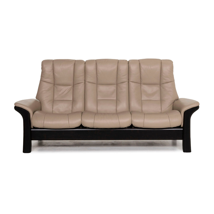 Stressless Windsor Leather Sofa Brown Tan Three Seater Function Relaxation Couch #12986