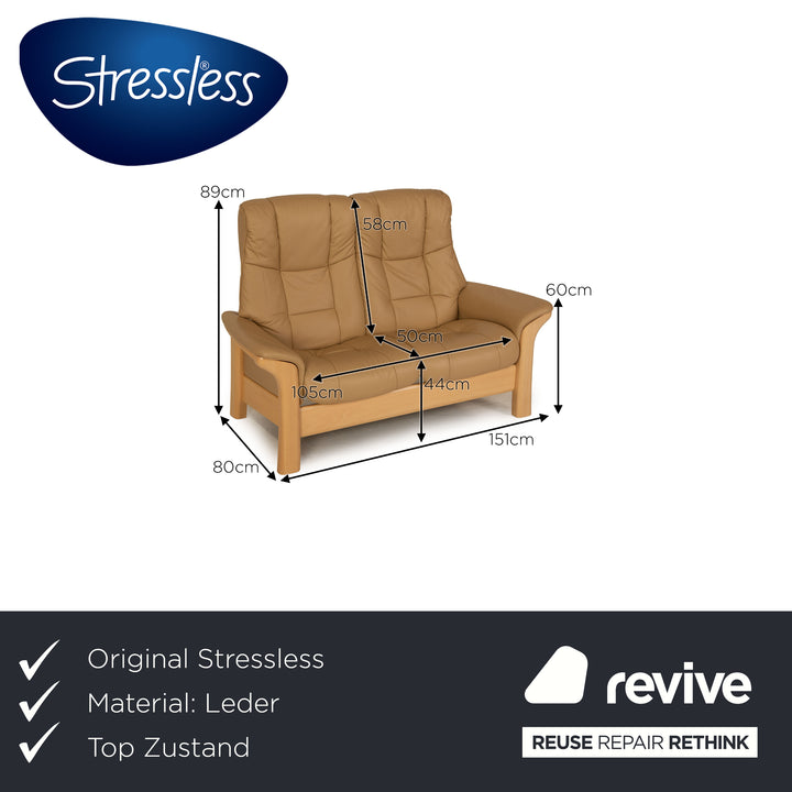 Stressless Windsor Leder Zweisitzer Creme Sofa Couch Funktion