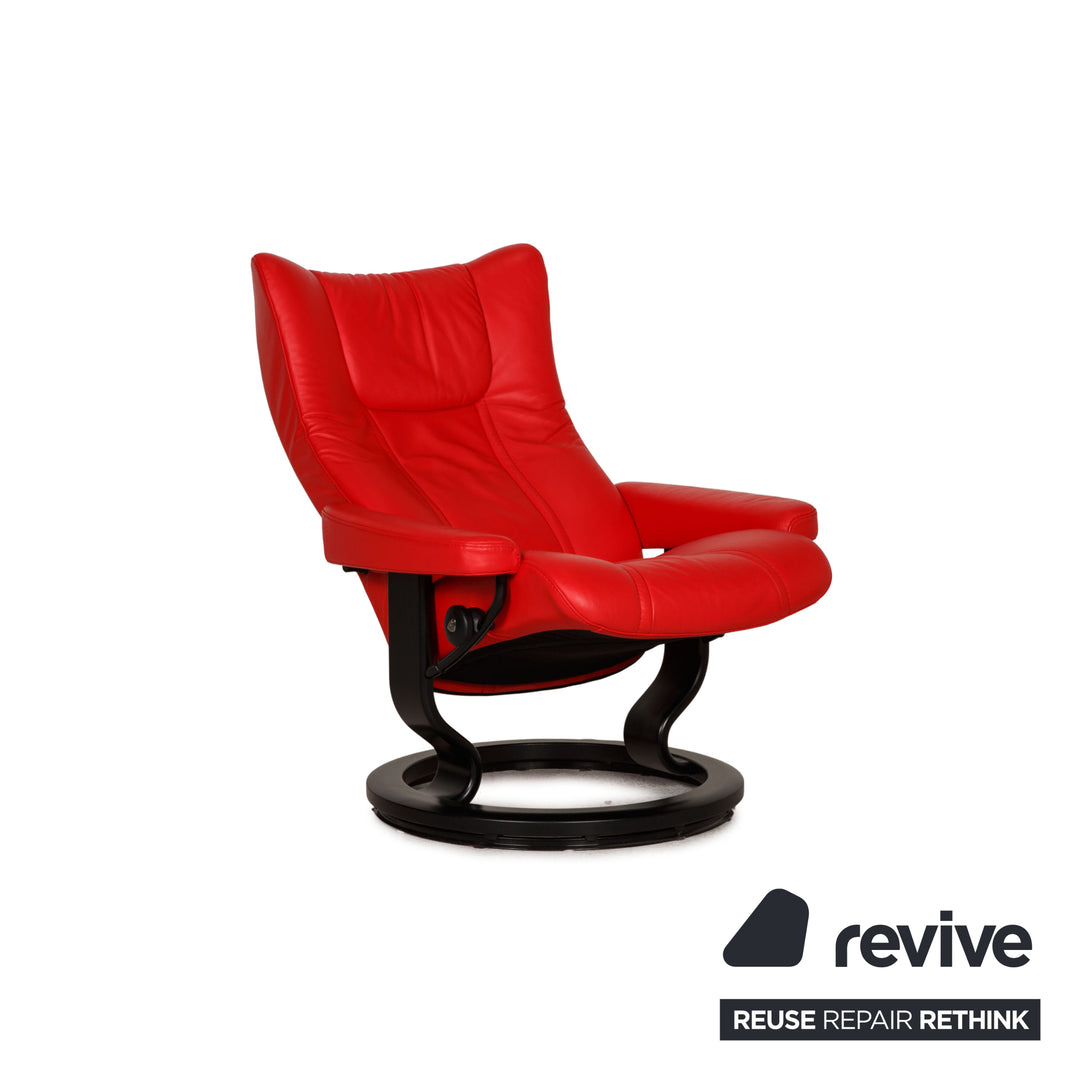 Stressless Wing Leder Sessel Rot inkl. Hocker Funktion Relaxfunktion