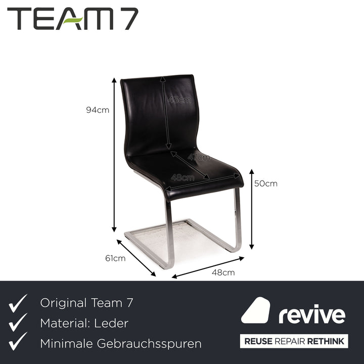 Team 7 Magnum Freischwinger Leder Stuhl Schwarz
