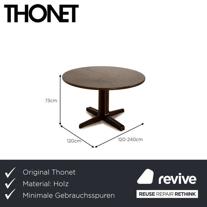Thonet wooden dining table brown table manual extension function 120/180/240 x 73 x 120