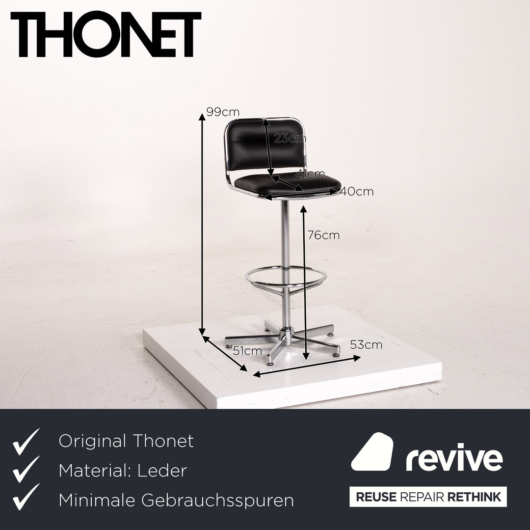 Thonet Leather Bar Stool Black Chair Metal #15010