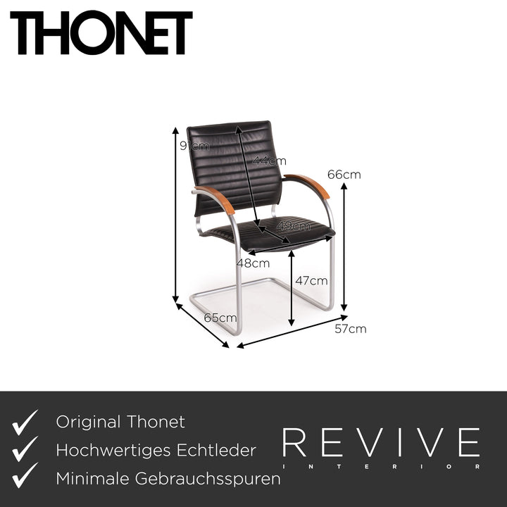 Thonet S 74 leather chair black 2x cantilever