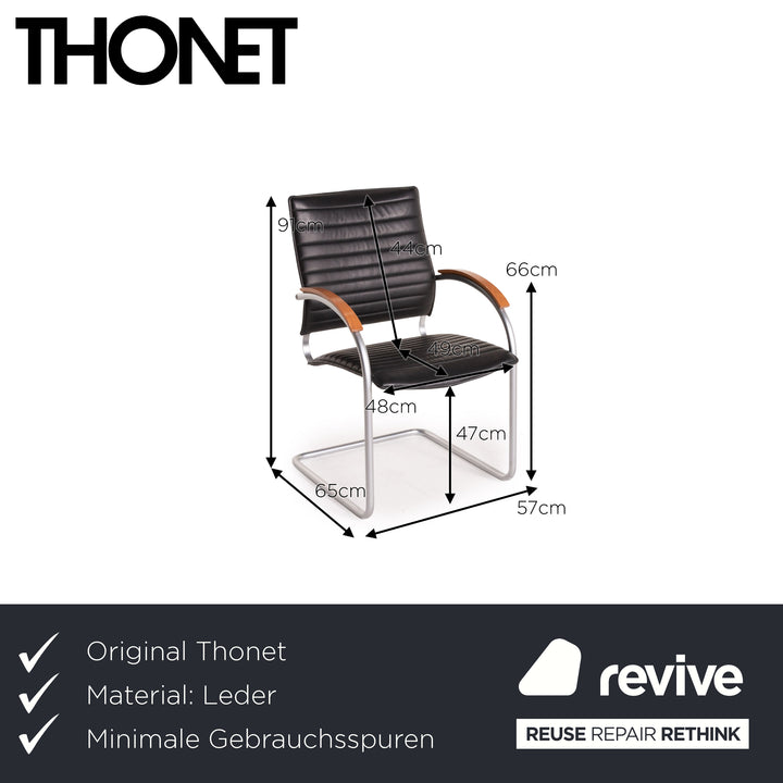 Thonet S 74 Leather Chair Black Cantilever