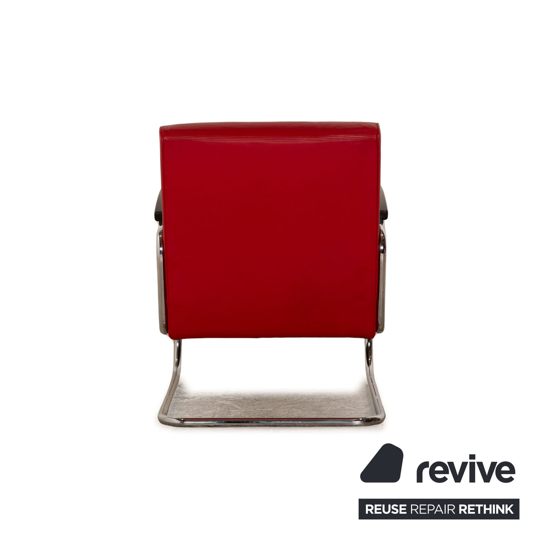 Thonet S411 Leather Armchair Red Cantilever