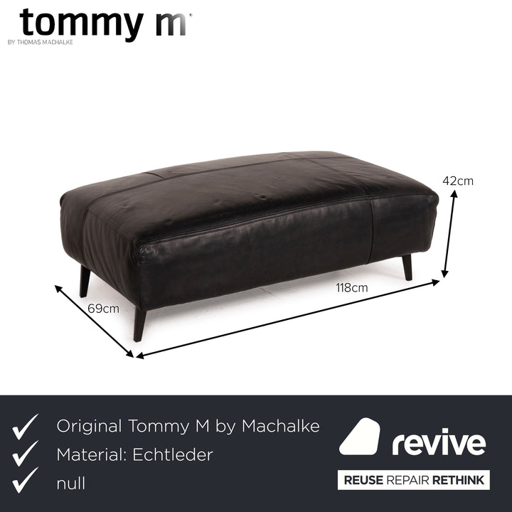 Tommy M by Machalke Con Con Leather Sofa Set Black Corner Sofa Stool Dark Brown Set