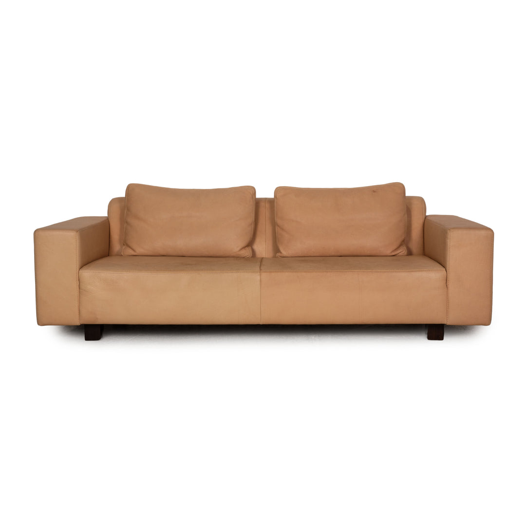 Tommy M by Machalke Landscape Leather Three Seater Brown Sofa Couch