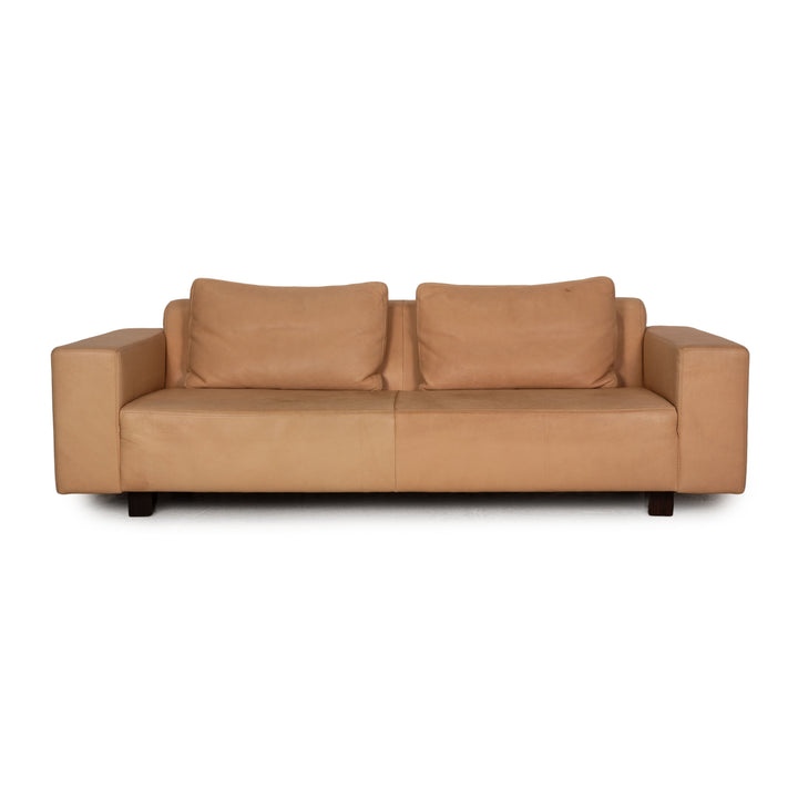 Tommy M by Machalke Landscape Leather Three Seater Brown Sofa Couch
