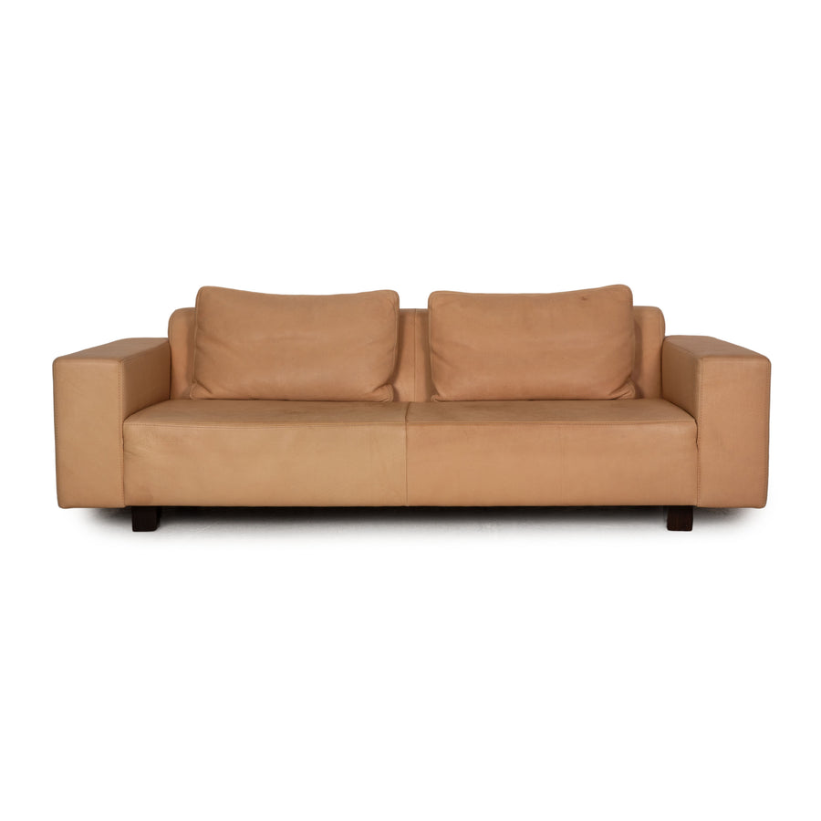 Tommy M by Machalke Landscape Leather Three Seater Brown Sofa Couch