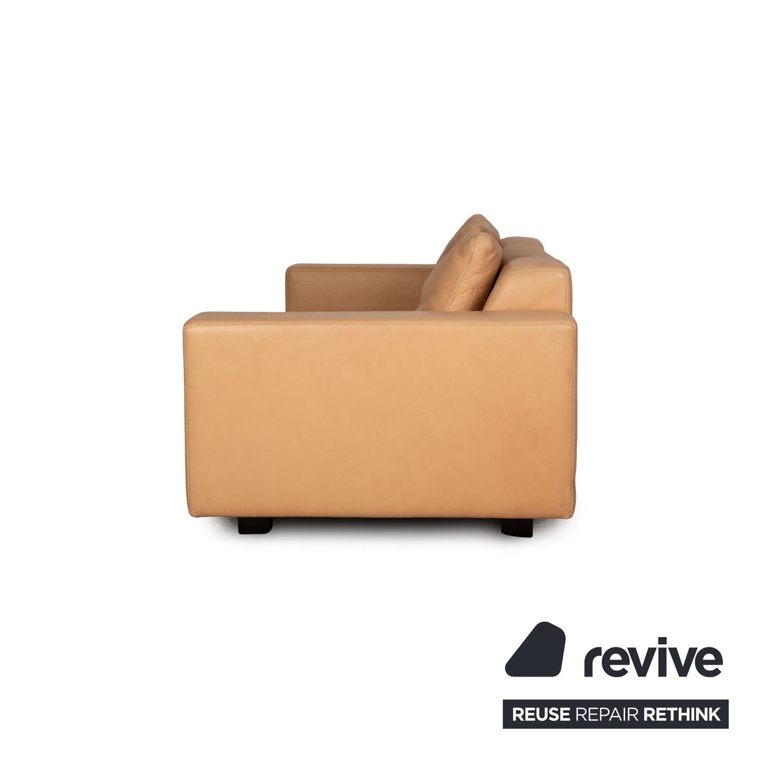 Tommy M by Machalke Landscape Leather Three Seater Brown Sofa Couch