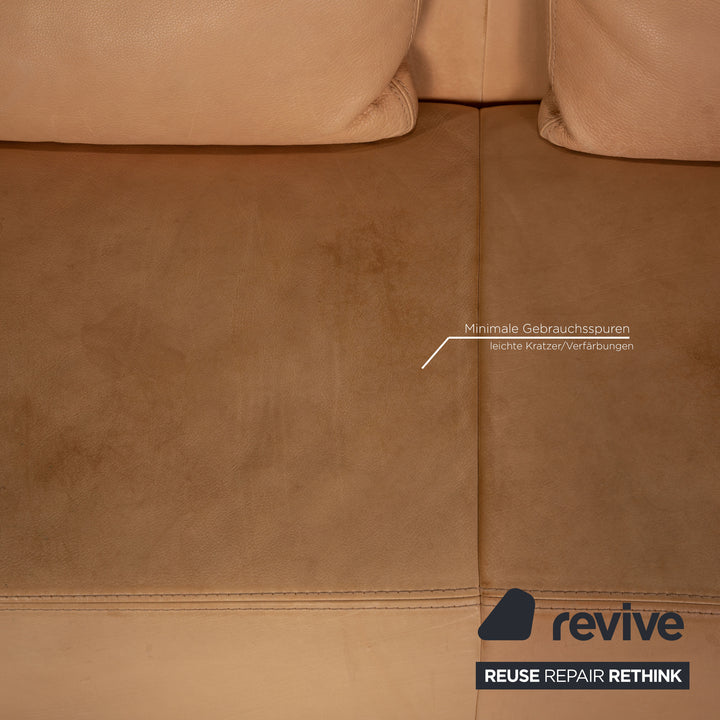 Tommy M by Machalke Landscape Leather Three Seater Brown Sofa Couch