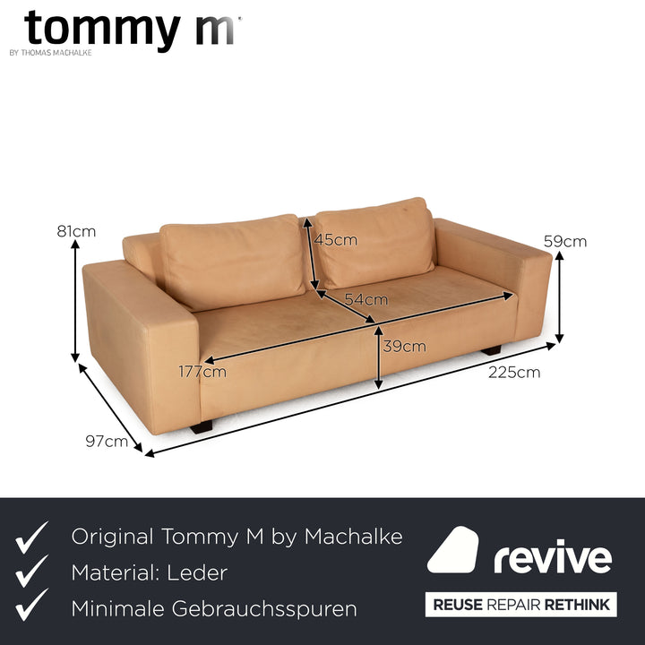 Tommy M by Machalke Landscape Leather Three Seater Brown Sofa Couch