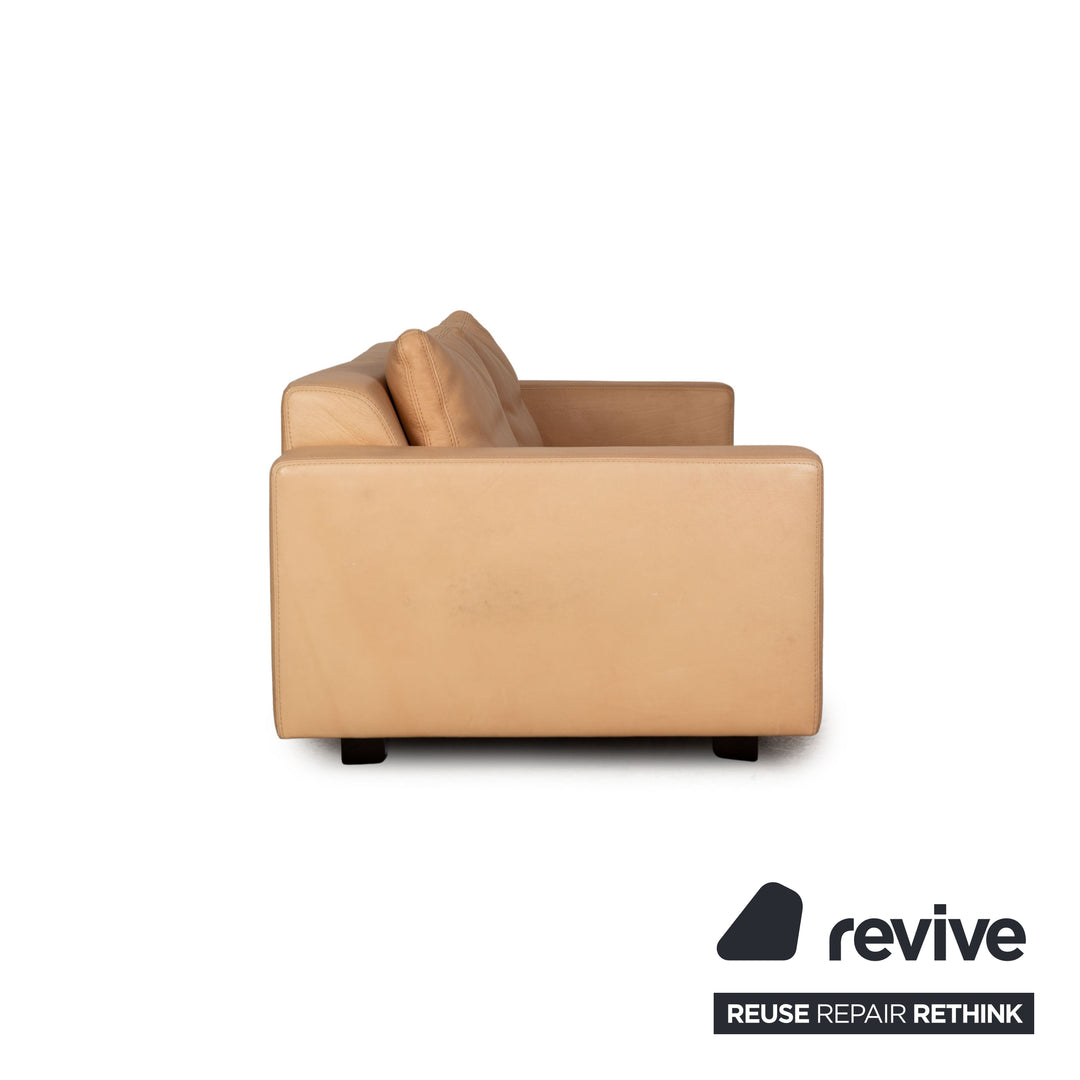 Tommy M by Machalke Landscape Leather Three Seater Brown Sofa Couch