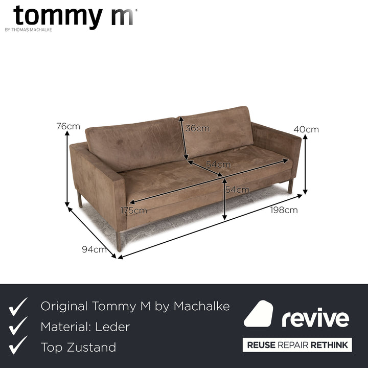 Tommy M by Machalke Leder Dreisitzer Braun Sofa Couch Anilinleder mit Vintage Patina