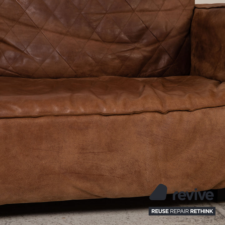 Tommy M by Machalke Leder Sofa Garnitur Braun Viersitzer Hocker Couch