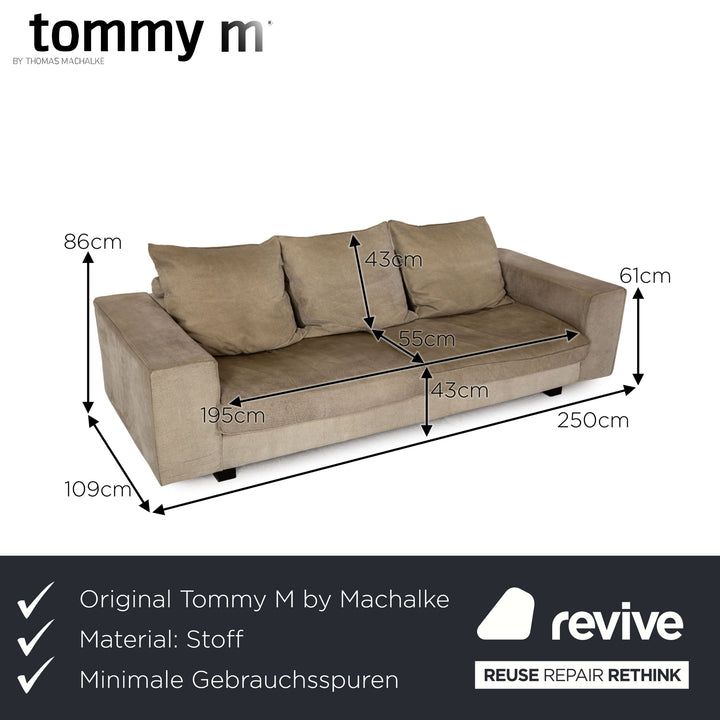 Tommy M by Machalke Maine Stoff Dreisitzer Grau Grün Sofa Couch