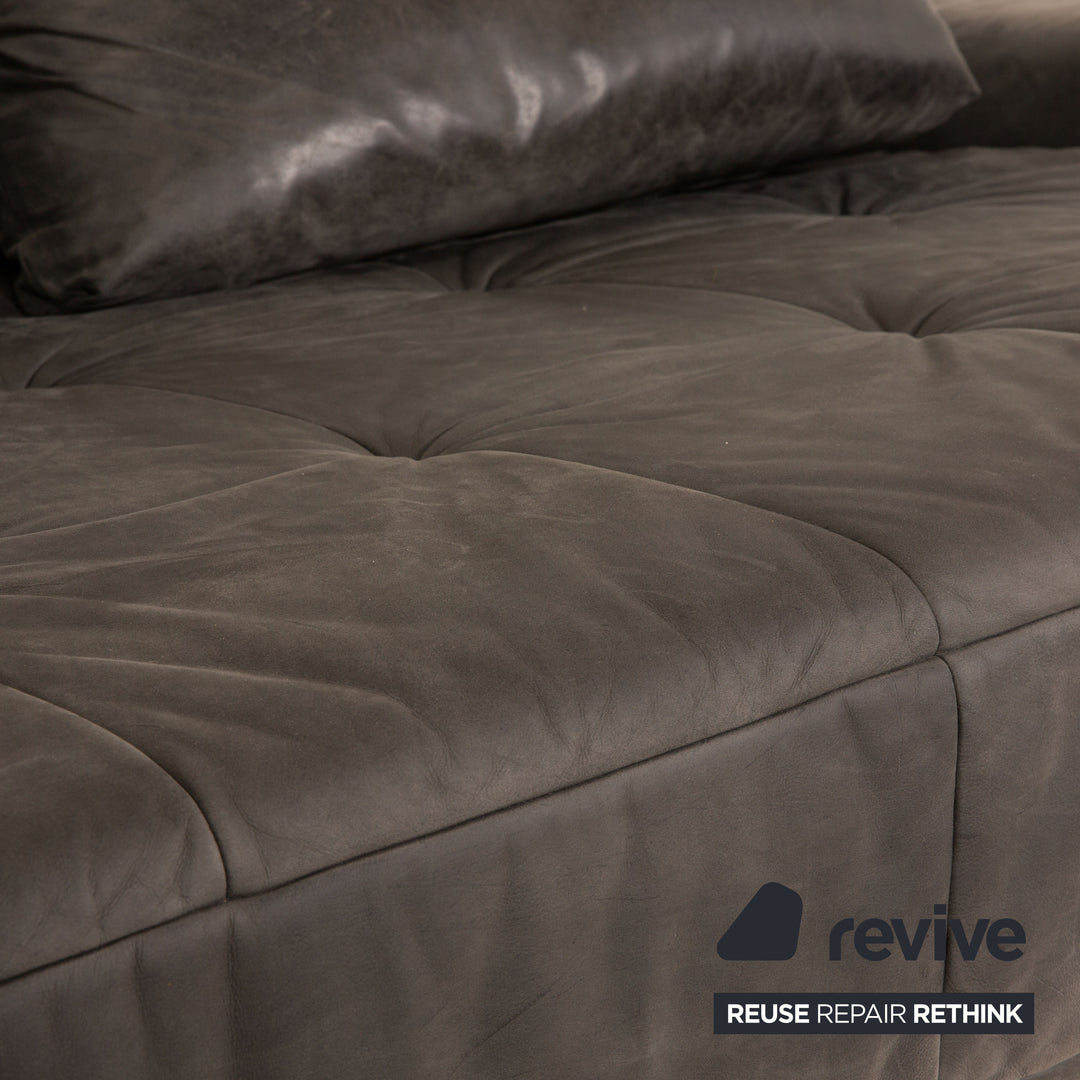 Tommy M by Machalke St. Barth leather sofa gray dark gray corner sofa couch recamier left