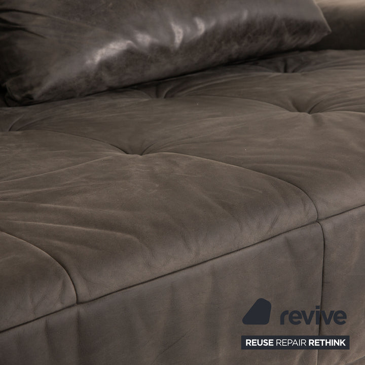 Tommy M by Machalke St. Barth leather sofa gray dark gray corner sofa couch recamier left