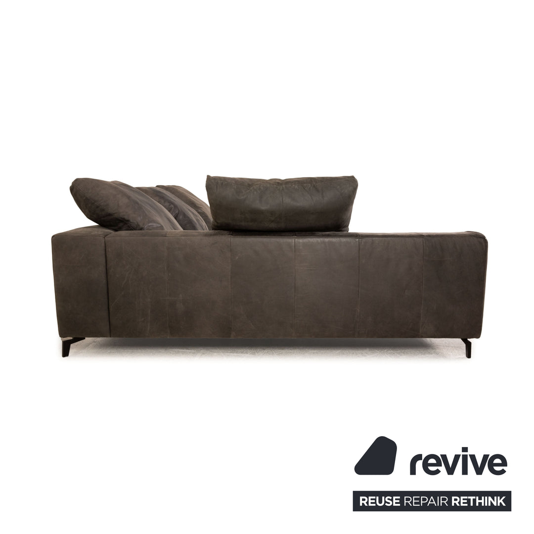 Tommy M by Machalke St. Barth leather sofa gray dark gray corner sofa couch recamier left