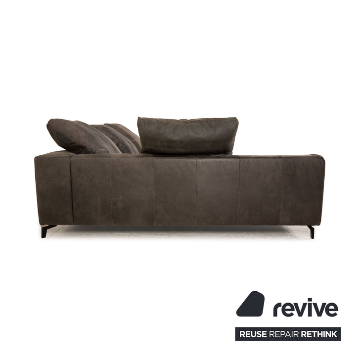 Tommy M by Machalke St. Barth leather sofa gray dark gray corner sofa couch recamier left