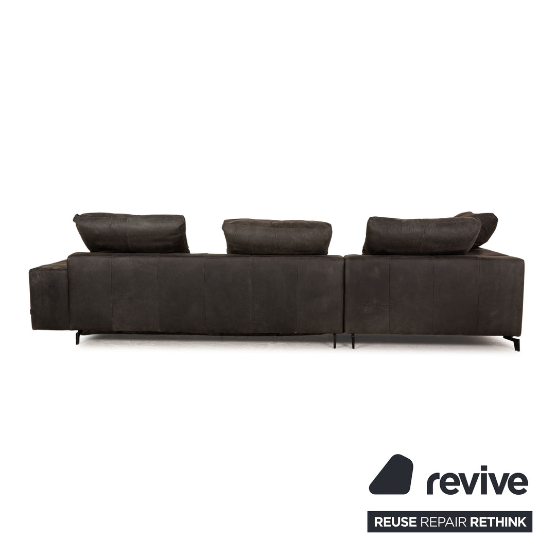 Tommy M by Machalke St. Barth leather sofa gray dark gray corner sofa couch recamier left