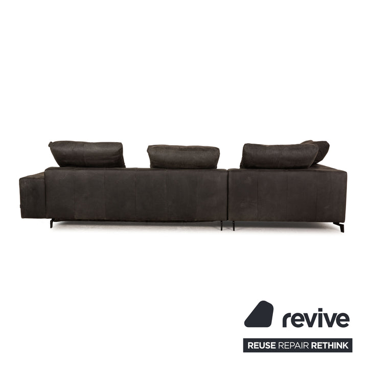 Tommy M by Machalke St. Barth leather sofa gray dark gray corner sofa couch recamier left