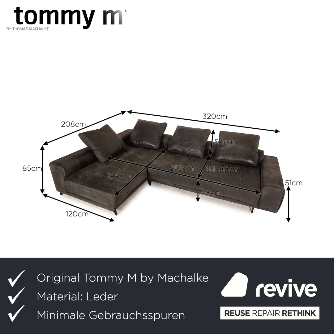 Tommy M by Machalke St. Barth leather sofa gray dark gray corner sofa couch recamier left