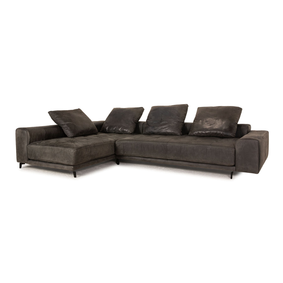 Tommy M by Machalke St. Barth leather sofa gray dark gray corner sofa couch recamier left