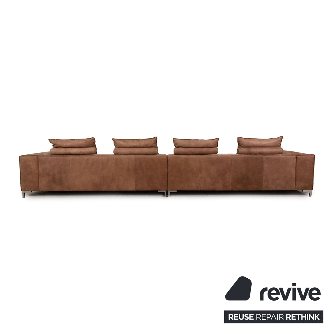 Tommy M Maine Four Seater Leather Sofa Cognac Brown by Machalke Couch