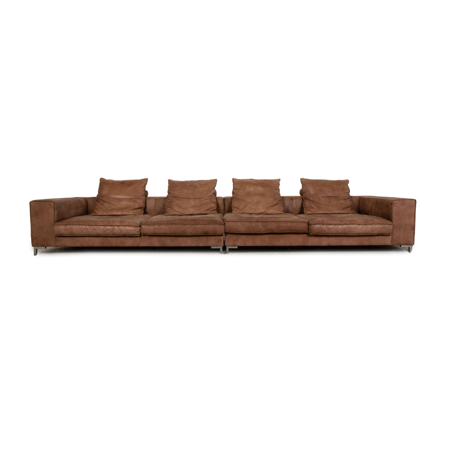 Tommy M Maine Four Seater Leather Sofa Cognac Brown by Machalke Couch