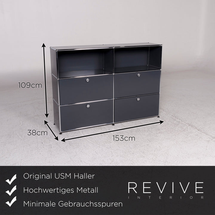 USM Haller Designer Metal Sideboard Shelving Set Gray 4 Drawers #10123