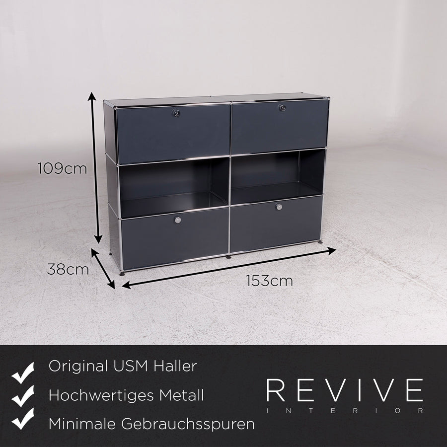USM Haller Designer Metal Sideboard Shelving Set Gray 4 Drawers #10123